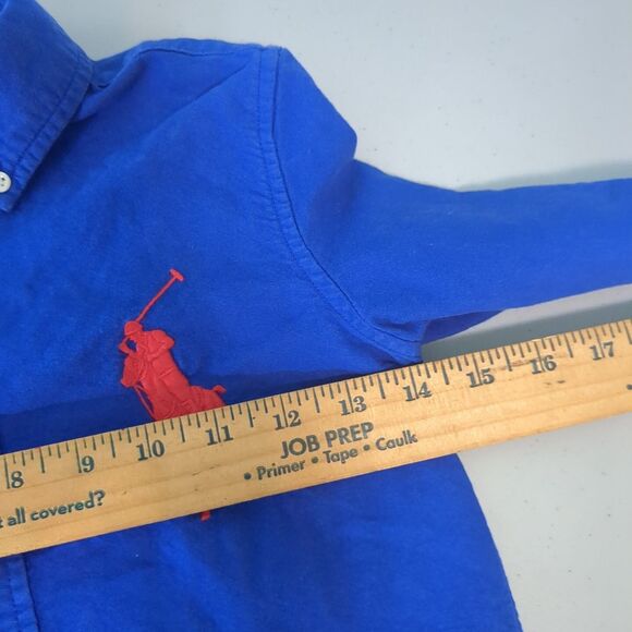 Polo Ralph Lauren Button-Down Blue Large Logo Dress Shirt Boy Youth 5 big pony - Picture 5 of 6